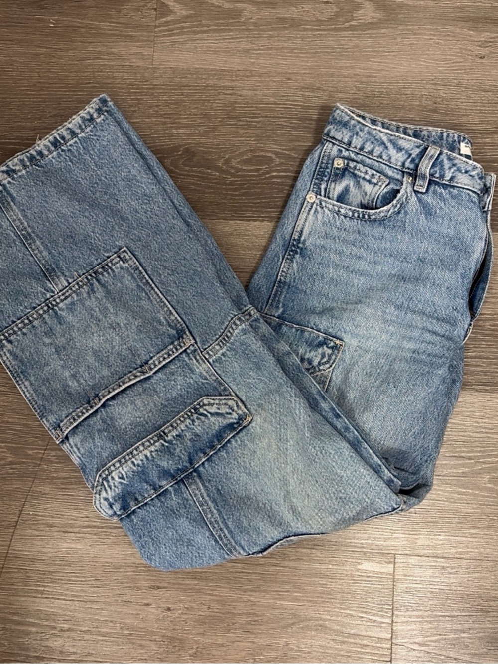 Garage Relaxed Light Blue Women's Denim Jeans with Patch Pockets